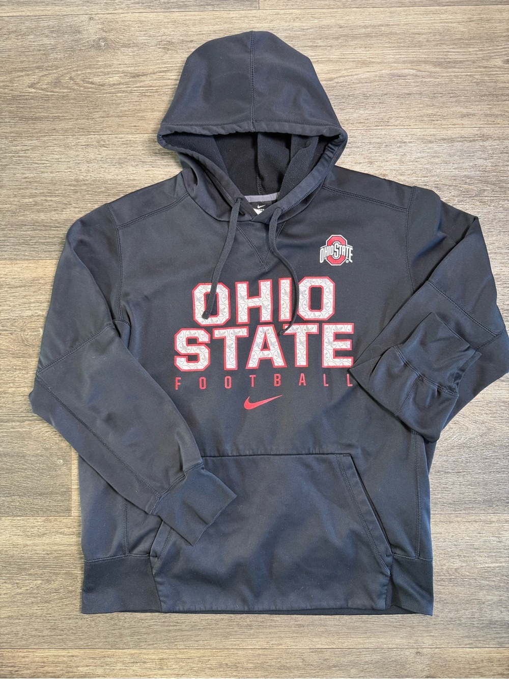 Nike Black Ohio State Football Crewneck Hoodie with Red Accents